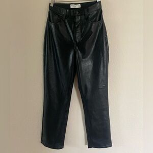 Abercrombie&Fitch Women’s FauxLeather Black Straight HighRise Black Pants 25/0 S